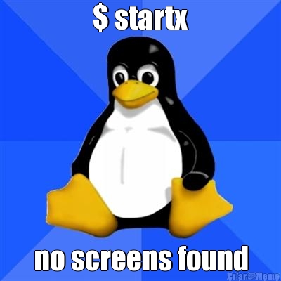 $ startx no screens found