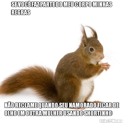 SE VOC� FAZ PARTE DO MEU CORPO MINHAS
REGRAS N�O RECLAME QUANDO SEU NAMORADO FICAR DE
OLHO EM OUTRA MULHER USANDO SHORTINHO