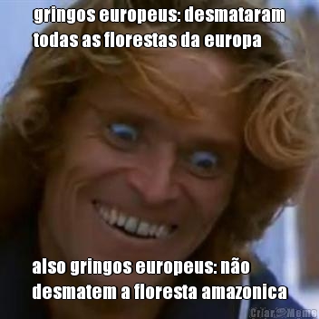 gringos europeus: desmataram
todas as florestas da europa also gringos europeus: n�o
desmatem a floresta amazonica