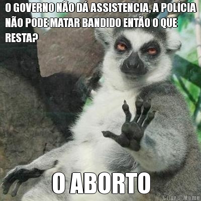 O GOVERNO N�O D� ASSISTENCIA, A POL�CIA
N�O PODE MATAR BANDIDO ENT�O O QUE
RESTA? O ABORTO