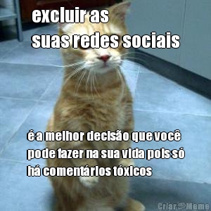 excluir as 
suas redes sociais � a melhor decis�o que voc�
pode fazer na sua vida pois s�
h� coment�rios t�xicos