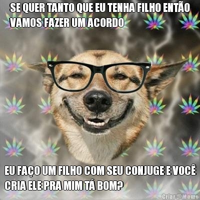 SE QUER TANTO QUE EU TENHA FILHO ENT�O
VAMOS FAZER UM ACORDO EU FA�O UM FILHO COM SEU CONJUGE E VOC�
CRIA ELE PRA MIM T� BOM?