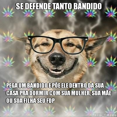 SE DEFENDE TANTO BANDIDO PEGA UM BANDIDO E P�E ELE DENTRO DA SUA
CASA PRA DORMIR COM SUA MULHER, SUA M�E
OU SUA FILHA SEU FDP