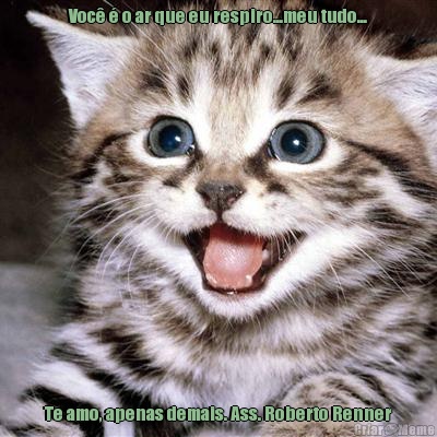 Voc� � o ar que eu respiro...meu tudo... Te amo, apenas demais. Ass. Roberto Renner