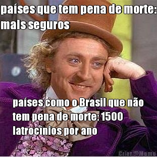 pa�ses que tem pena de morte:
mais seguros pa�ses como o Brasil que n�o
tem pena de morte: 1500
latroc�nios por ano