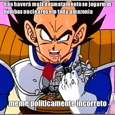 n�o haver� mais desmatamento se jogarmos
bombas nucleares em toda amazonia meme politicamente incorreto