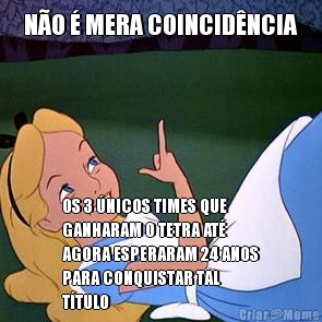 N�O � MERA COINCID�NCIA OS 3 �NICOS TIMES QUE
GANHARAM O TETRA AT�
AGORA ESPERARAM 24 ANOS
PARA CONQUISTAR TAL
T�TULO