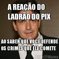 A REA��O DO 
LADR�O DO PIX AO SABER QUE VOC� DEFENDE
OS CRIMES QUE ELE COMETE