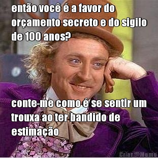 ent�o voc� � a favor do
or�amento secreto e do sigilo
de 100 anos? conte-me como � se sentir um
trouxa ao ter bandido de
estima��o
