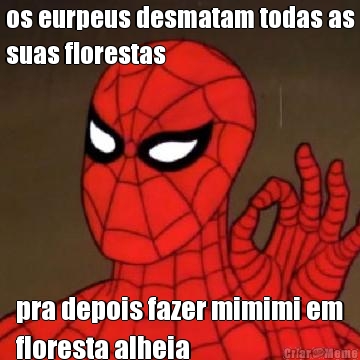 os eurpeus desmatam todas as
suas florestas pra depois fazer mimimi em
floresta alheia