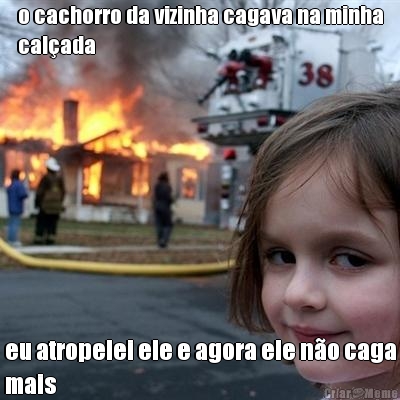 o cachorro da vizinha cagava na minha
cal�ada eu atropelei ele e agora ele n�o caga
mais