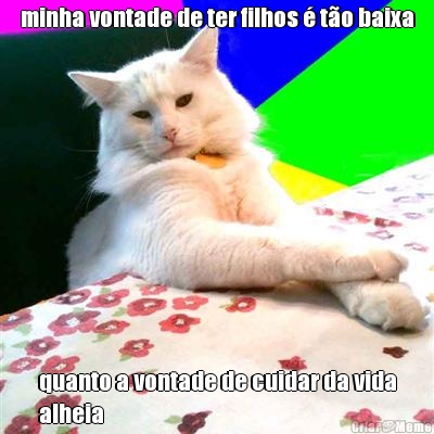 minha vontade de ter filhos � t�o baixa quanto a vontade de cuidar da vida
alheia