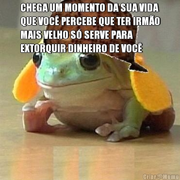 CHEGA UM MOMENTO DA SUA VIDA
QUE VOC� PERCEBE QUE TER IRM�O
MAIS VELHO S� SERVE PARA
EXTORQUIR DINHEIRO DE VOC� 