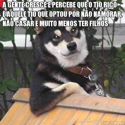 A GENTE CRESCE E PERCEBE QUE O TIO RICO
� AQUELE TIO QUE OPTOU POR N�O NAMORAR,
N�O CASAR E MUITO MENOS TER FILHOS 