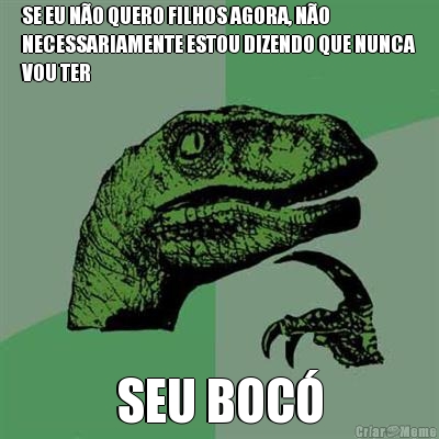SE EU N�O QUERO FILHOS AGORA, N�O
NECESSARIAMENTE ESTOU DIZENDO QUE NUNCA
VOU TER SEU BOC�