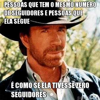 PESSOAS QUE TEM O MESMO NUMERO
DE SEGUIDORES E PESSOAS QUE
ELA SEGUE � COMO SE ELA TIVESSE ZERO
SEGUIDORES