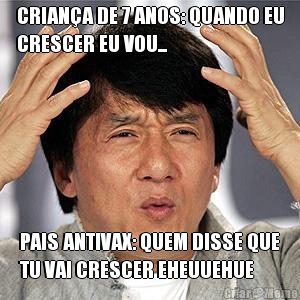 CRIAN�A DE 7 ANOS: QUANDO EU
CRESCER EU VOU... PAIS ANTIVAX: QUEM DISSE QUE
TU VAI CRESCER EHEUUEHUE