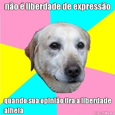 n�o � liberdade de express�o quando sua opini�o tira a liberdade
alheia