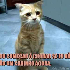 
 VOU COME�AR � CHORAR SE EU N�O
N�O UM CARINHO AGORA.