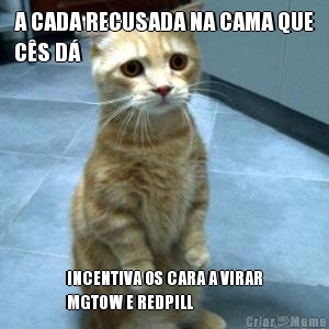 A CADA RECUSADA NA CAMA QUE
C�S D� INCENTIVA OS CARA A VIRAR
MGTOW E REDPILL