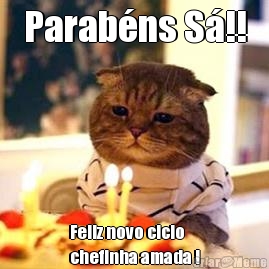 Parab�ns S�!! Feliz novo ciclo 
chefinha amada !