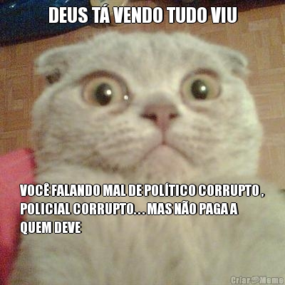 DEUS T� VENDO TUDO VIU VOC� FALANDO MAL DE POL�TICO CORRUPTO ,
POLICIAL CORRUPTO. . . MAS N�O PAGA A
QUEM DEVE