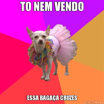 TO NEM VENDO ESSA BAGA�A CRUZES
