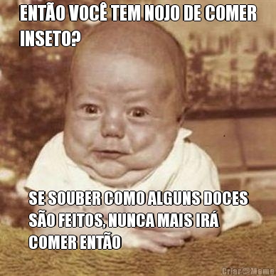 ENT�O VOC� TEM NOJO DE COMER
INSETO? SE SOUBER COMO ALGUNS DOCES
S�O FEITOS, NUNCA MAIS IR�
COMER ENT�O