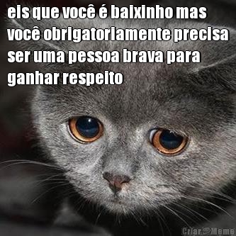eis que voc� � baixinho mas
voc� obrigatoriamente precisa
ser uma pessoa brava para
ganhar respeito 