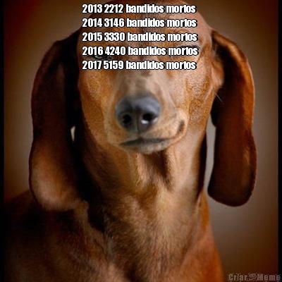 2013 2212 bandidos mortos
2014 3146 bandidos mortos 
2015 3330 bandidos mortos 
2016 4240 bandidos mortos
2017 5159 bandidos mortos 