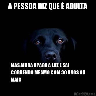 A PESSOA DIZ QUE � ADULTA MAS AINDA APAGA A LUZ E SAI
CORRENDO MESMO COM 30 ANOS OU
MAIS