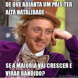 DE QUE ADIANTA UM PA�S TER
ALTA NATALIDADE SE A MAIORIA VAI CRESCER E
VIRAR BANDIDO?