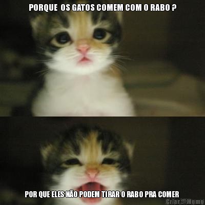 PORQUE  OS GATOS COMEM COM O RABO ? POR QUE ELES N�O PODEM TIRAR O RABO PRA COMER 