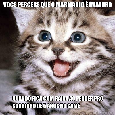 VOCE PERCEBE QUE O MARMANJO � IMATURO QUANDO FICA COM RAIVA AO PERDER PRO
SOBRINHO DE 5 ANOS NO GAME