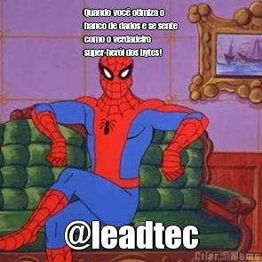 Quando voc� otimiza o
banco de dados e se sente
como o verdadeiro
super-her�i dos bytes! @leadtec