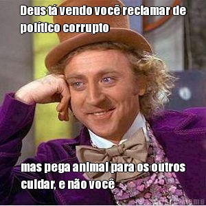 Deus t� vendo voc� reclamar de
pol�tico corrupto mas pega animal para os outros
cuidar, e n�o voc�