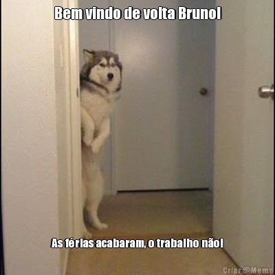 Bem vindo de volta Bruno! As f�rias acabaram, o trabalho n�o!