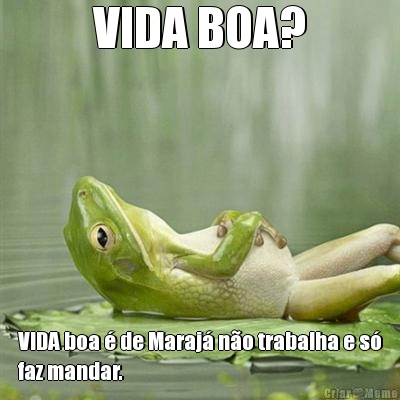 VIDA BOA? VIDA boa � de Maraj� n�o trabalha e s�
faz mandar.