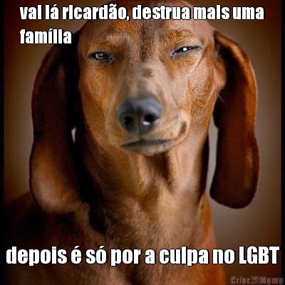 vai l� ricard�o, destrua mais uma
fam�lia depois � s� por a culpa no LGBT