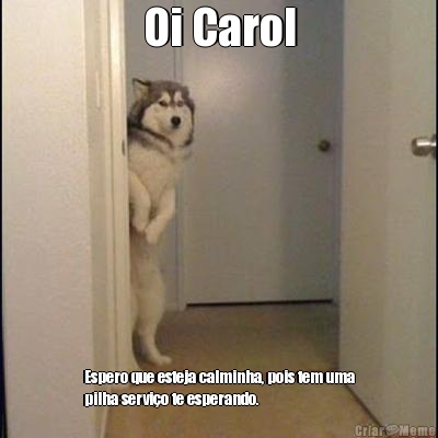 Oi Carol Espero que esteja calminha, pois tem uma
pilha servi�o te esperando. 