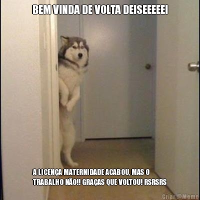 BEM VINDA DE VOLTA DEISEEEEE! A LICEN�A MATERNIDADE ACABOU, MAS O
TRABALHO N�O!! GRA�AS QUE VOLTOU! RSRSRS

