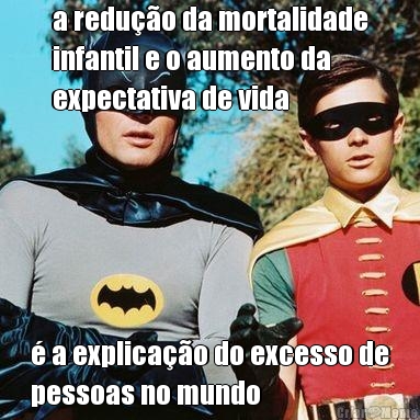 a redu��o da mortalidade
infantil e o aumento da
expectativa de vida � a explica��o do excesso de
pessoas no mundo