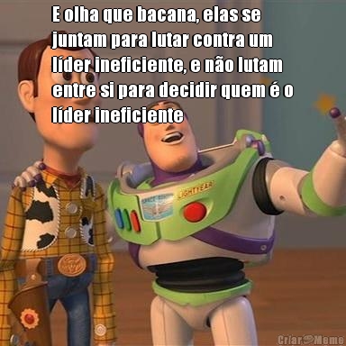 E olha que bacana, elas se
juntam para lutar contra um
l�der ineficiente, e n�o lutam
entre si para decidir quem � o
l�der ineficiente 