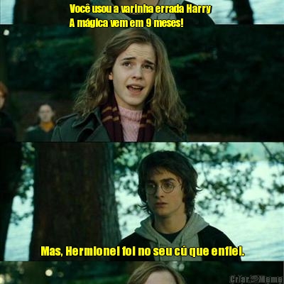 Voc� usou a varinha errada Harry 
A m�gica vem em 9 meses! Mas, Hermione! foi no seu c� que enfiei.